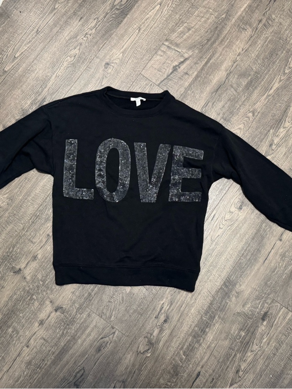 Splendid Black LOVE sequin Sweatshirt